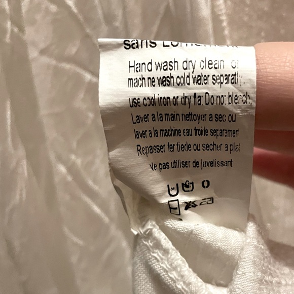 M Made in Italy WHITE Criss Cross Drape Front Silk Blend Blouse Size Large - Picture 8 of 9